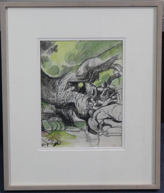 § Graham Sutherland (1903-1980) Forest and rock forms, 1970, 11.5 x 8.75in.